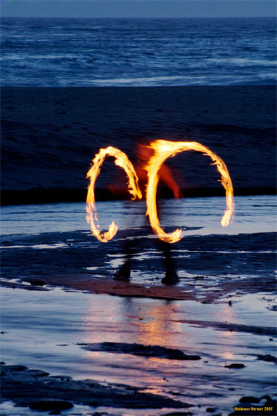 Poi Spinner at Dusk